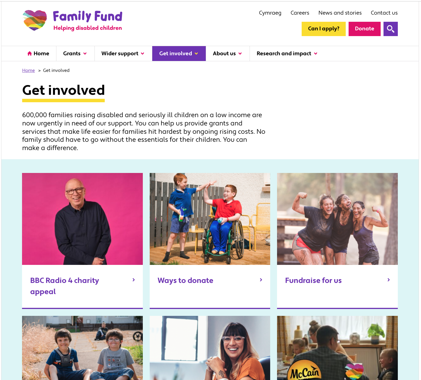 Mixd - Family Fund case study: Accessibility best practices, including high-contrast colors, descriptive alt text, and a structured tab order help users find what they need quickly.